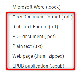 ดาวน์โหลดเอกสารในรูปแบบ PDF, ODT, TXT 